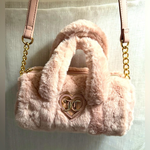 NEW Juicy Couture Pink Fuzzy Roll Crossbody Bag - Picture 7 of 7